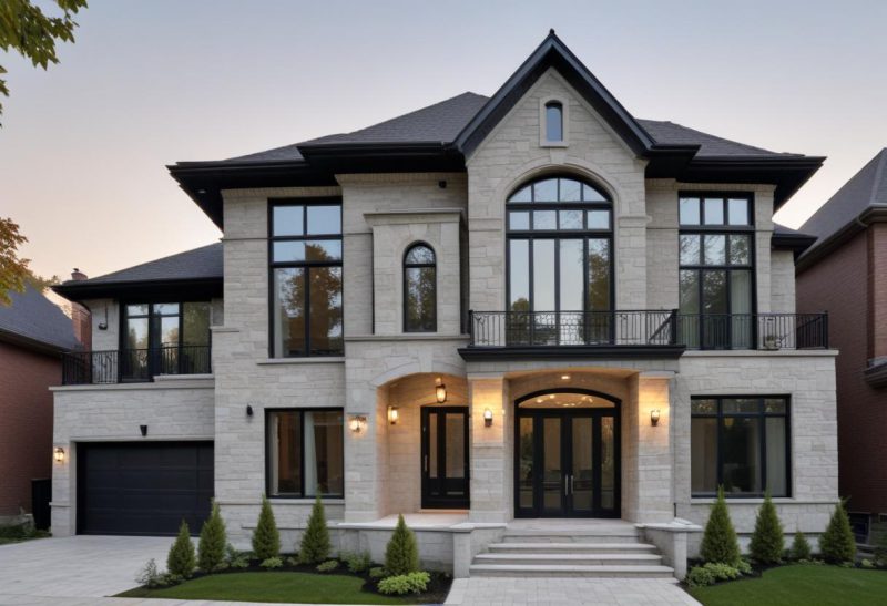 Exterior Finishing home renovation: Precast, Limestone, and Stucco